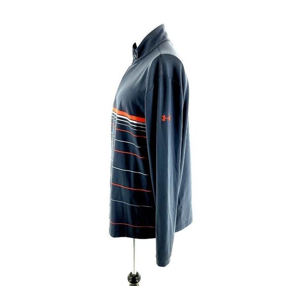 Under Armour Coldgear Infared Gray Orange‎ Striped 1/4 Zip Long Sleeve Large - Picture 4 of 15